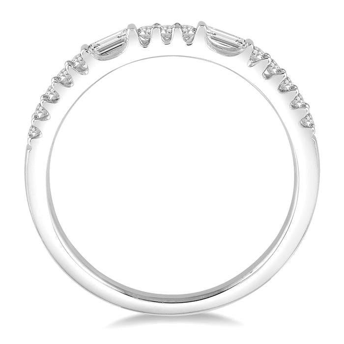 1/4 Ctw Baguette and Round Cut Diamond Stack Band in 14K White Gold