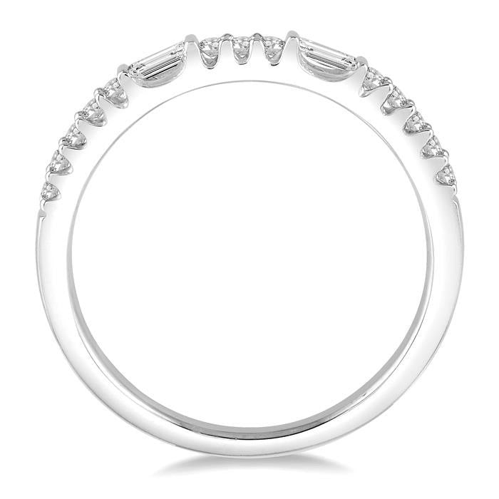 1/4 Ctw Baguette and Round Cut Diamond Stack Band in 14K White Gold
