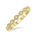 1/10 Ctw Milgrain Marquise Lattice Round Cut Diamond Stack Band in 14K Yellow Gold