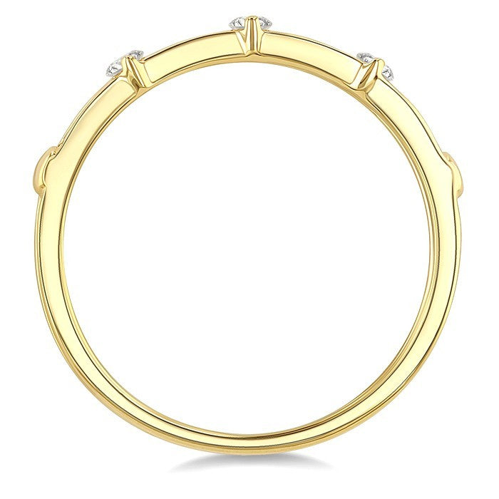 1/10 Ctw Open Window Frames Round Cut Diamond Stackable Fashion Band in 14K Yellow Gold