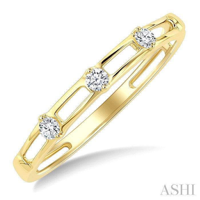 1/10 Ctw Open Window Frames Round Cut Diamond Stackable Fashion Band in 10K Yellow Gold