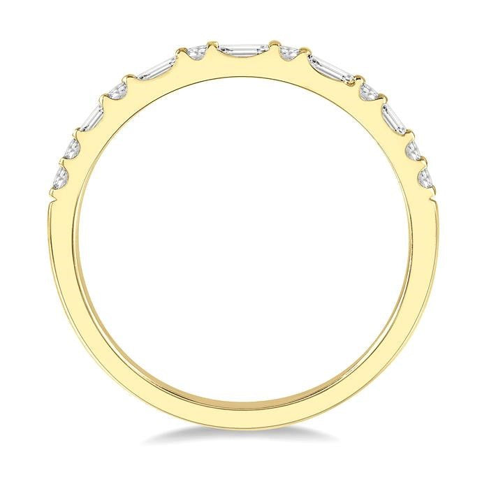 1/3 Ctw Alternating Baguette and Round Cut Diamond Wedding Band in 14K Yellow Gold