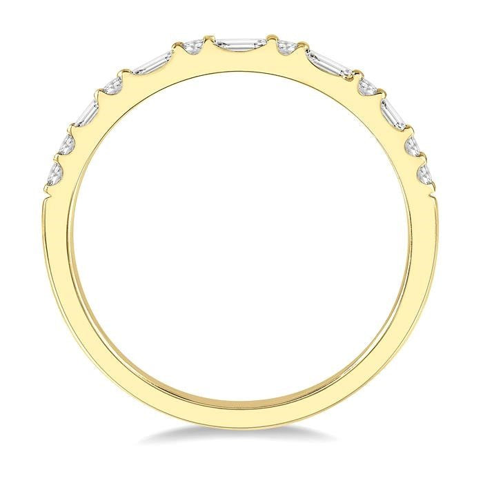 1/3 Ctw Alternating Baguette and Round Cut Diamond Wedding Band in 14K Yellow Gold