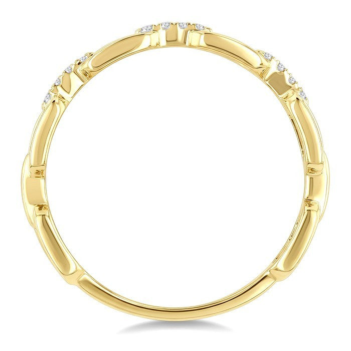 1/20 Ctw Oval Shaped Open Window Links Round Cut Diamond Stackable Fashion Band in 14K Yellow Gold