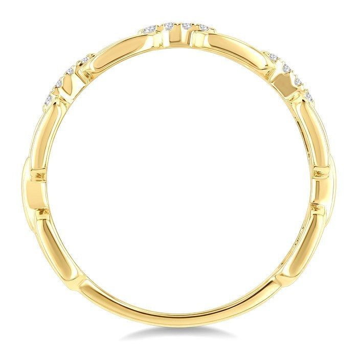 1/20 Ctw Oval Shaped Open Window Links Round Cut Diamond Stackable Fashion Band in 10K Yellow Gold