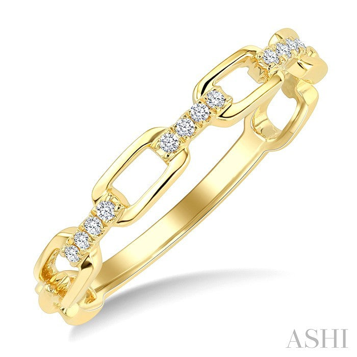 1/20 Ctw Octagon Shaped Open Window Links Round Cut Diamond Stackable Fashion Band in 14K Yellow Gold