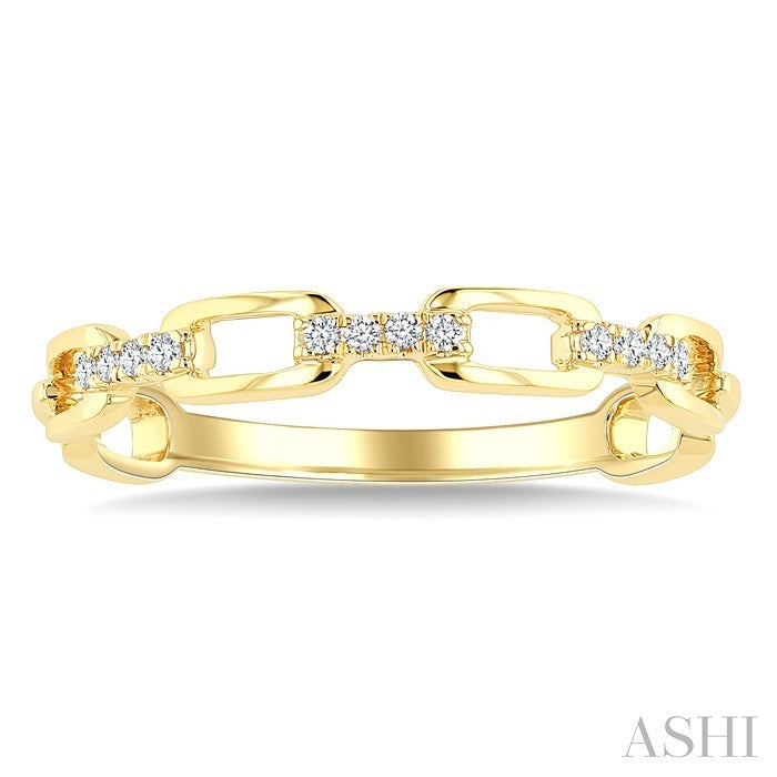 1/20 Ctw Octagon Shaped Open Window Links Round Cut Diamond Stackable Fashion Band in 14K Yellow Gold