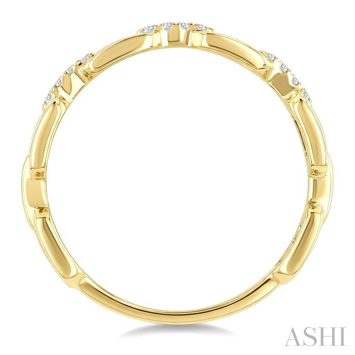 1/20 Ctw Octagon Shaped Open Window Links Round Cut Diamond Stackable Fashion Band in 14K Yellow Gold
