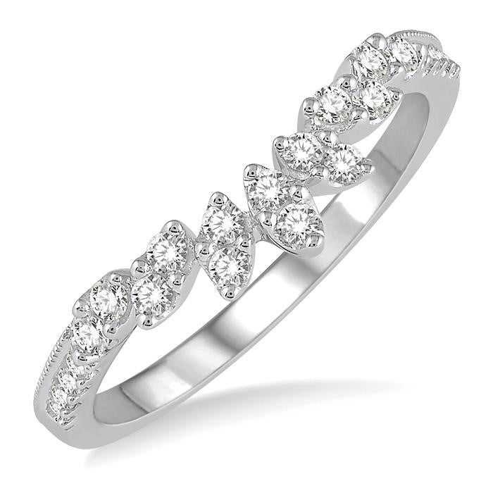 1/4 Ctw Marquise Garland Round Cut Diamond Wedding Band in 14K White Gold