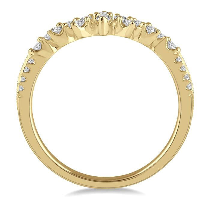 1/4 Ctw Marquise Garland Round Cut Diamond Wedding Band in 14K Yellow Gold