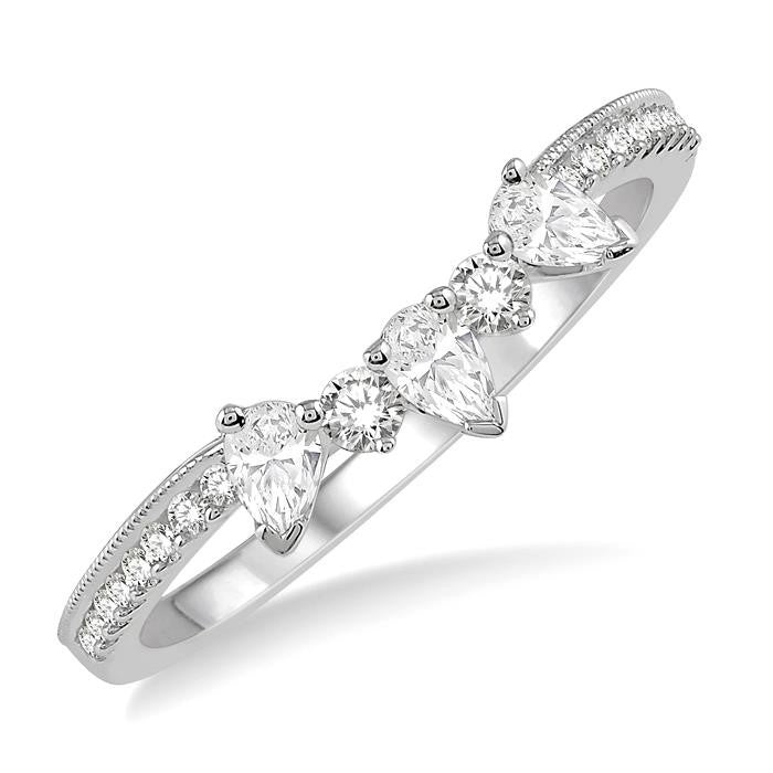 3/8 Ctw Pear and Round Cut Diamond Wedding Band in 14K White Gold