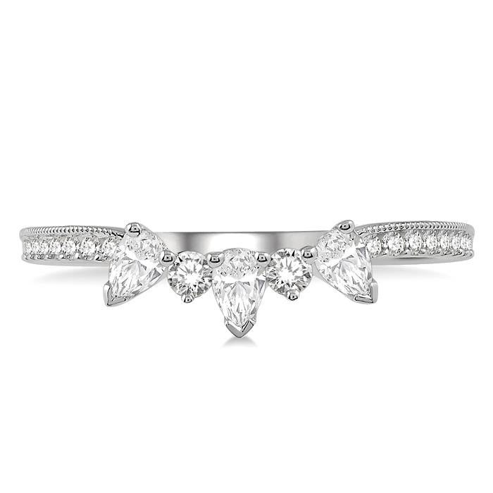 3/8 Ctw Pear and Round Cut Diamond Wedding Band in 14K White Gold