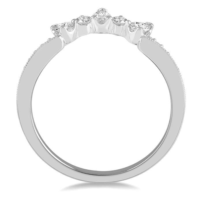 3/8 Ctw Pear and Round Cut Diamond Wedding Band in 14K White Gold
