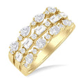 Bold Mixed Shape Three Row Diamond Fashion Band