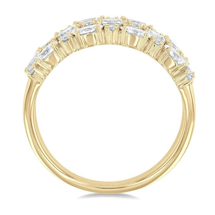 Bold Mixed Shape Three Row Diamond Fashion Band