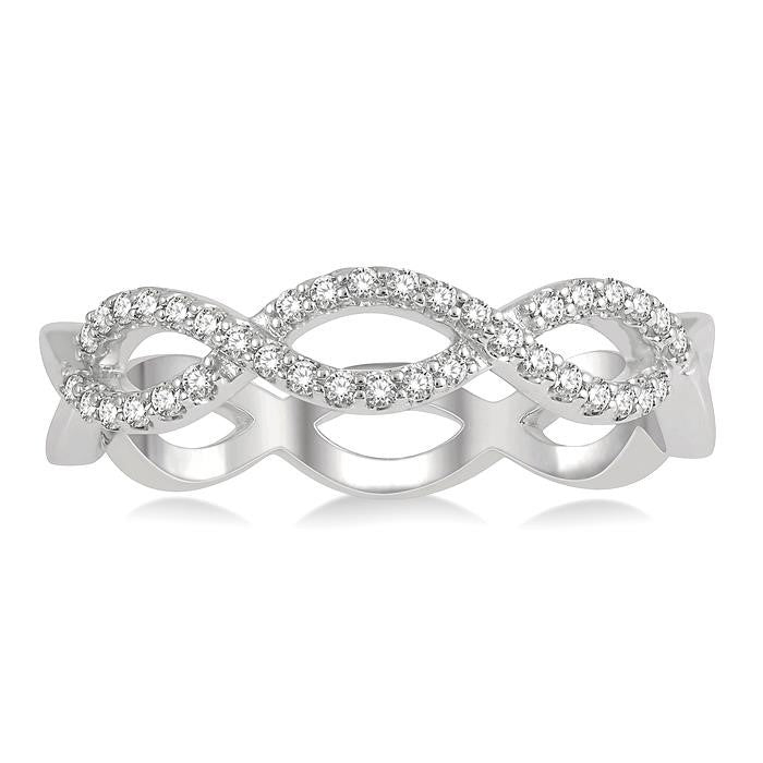 1/5 Ctw Twisted Round Cut Diamond Infinity Fashion Band in 14K White Gold