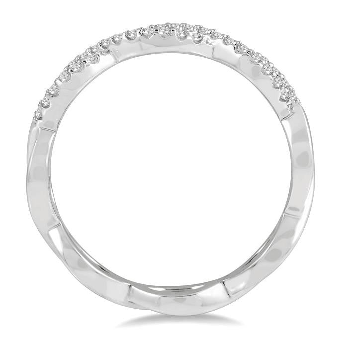 1/5 Ctw Twisted Round Cut Diamond Infinity Fashion Band in 14K White Gold