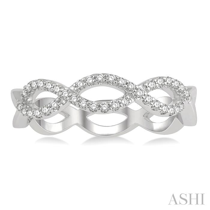 1/5 Ctw Twisted Round Cut Diamond Infinity Fashion Band in 14K White Gold