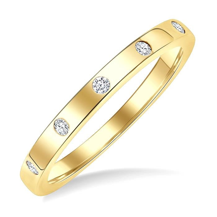 1/4 Ctw Flush Bezel Set Diamond Fashion Band in 14K Yellow Gold