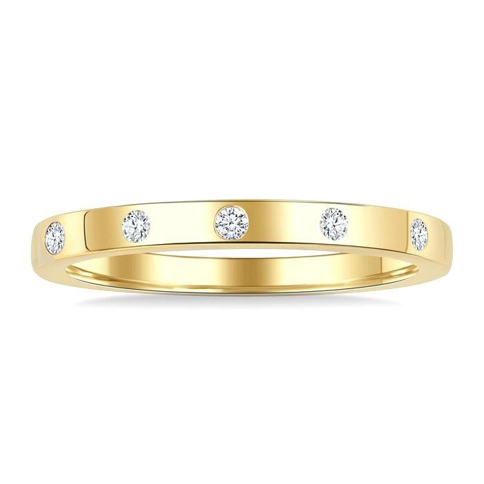 1/4 Ctw Flush Bezel Set Diamond Fashion Band in 14K Yellow Gold