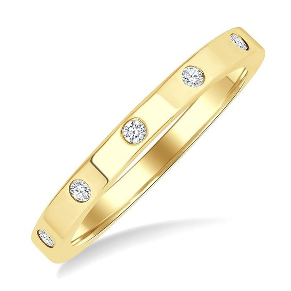 1/10 Ctw Flush Bezel Set Diamond Fashion Band in 10K Yellow Gold