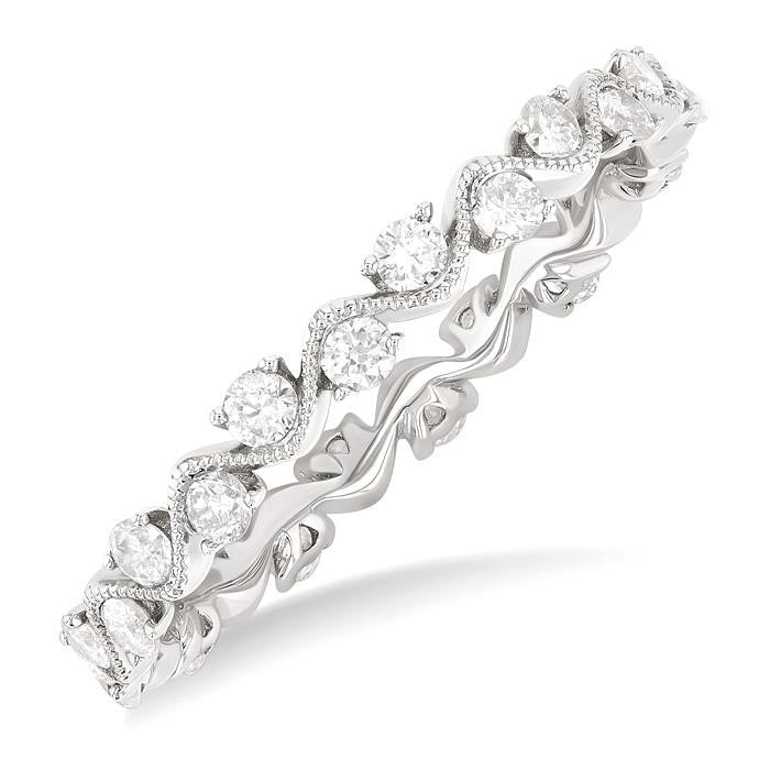 5/8 Ctw Curvy Zig-Zag Round Cut Diamond Eternity Wedding Band in 14K White Gold