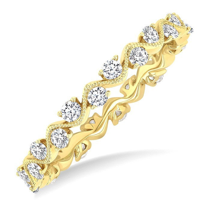 5/8 Ctw Curvy Zig-Zag Round Cut Diamond Eternity Wedding Band in 14K Yellow Gold