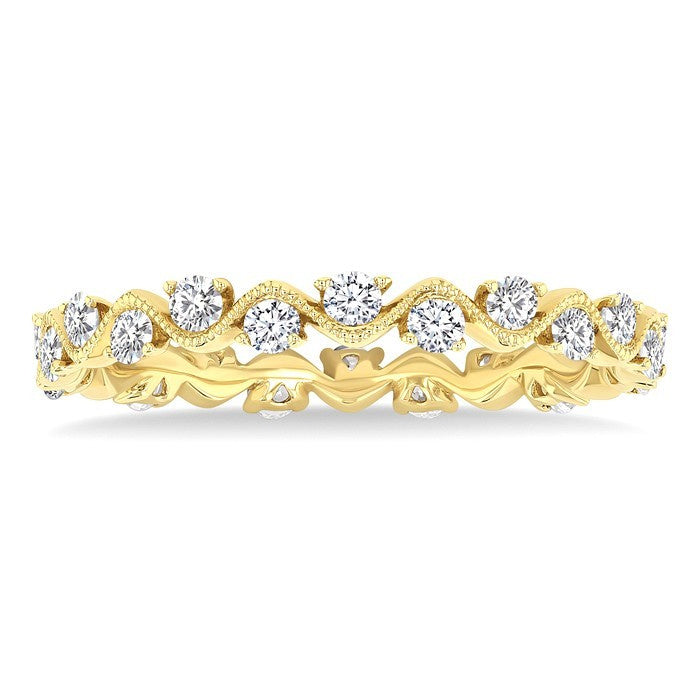 5/8 Ctw Curvy Zig-Zag Round Cut Diamond Eternity Wedding Band in 14K Yellow Gold