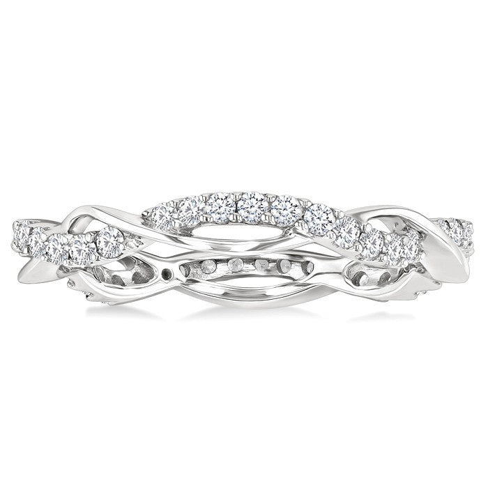 1/2 Ctw Twisted Round Cut Diamond Eternity Wedding Band in 14K White Gold