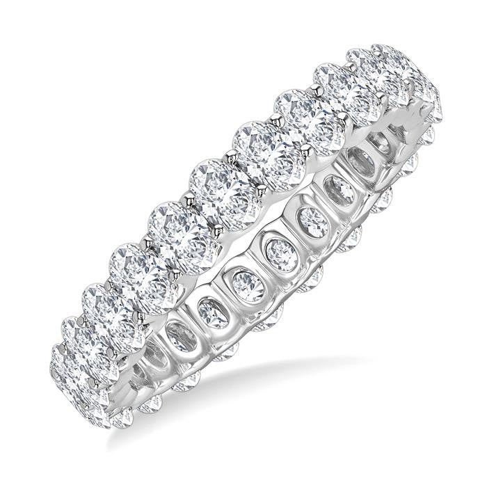 2 1/4 Ctw North-South Set Oval Cut Diamond Eternity Wedding Band in 14K White Gold
