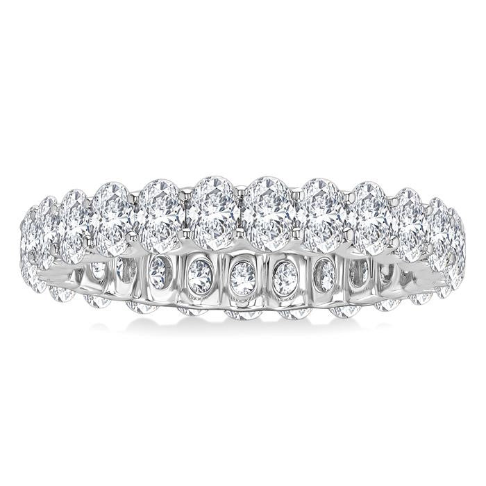 2 1/4 Ctw North-South Set Oval Cut Diamond Eternity Wedding Band in 14K White Gold