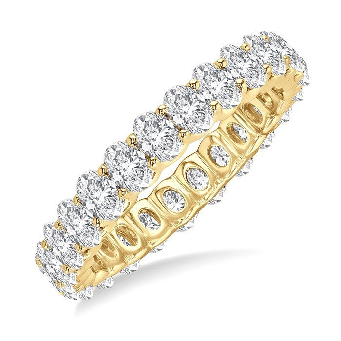 2 1/4 Ctw North-South Set Oval Cut Diamond Eternity Wedding Band in 14K Yellow Gold