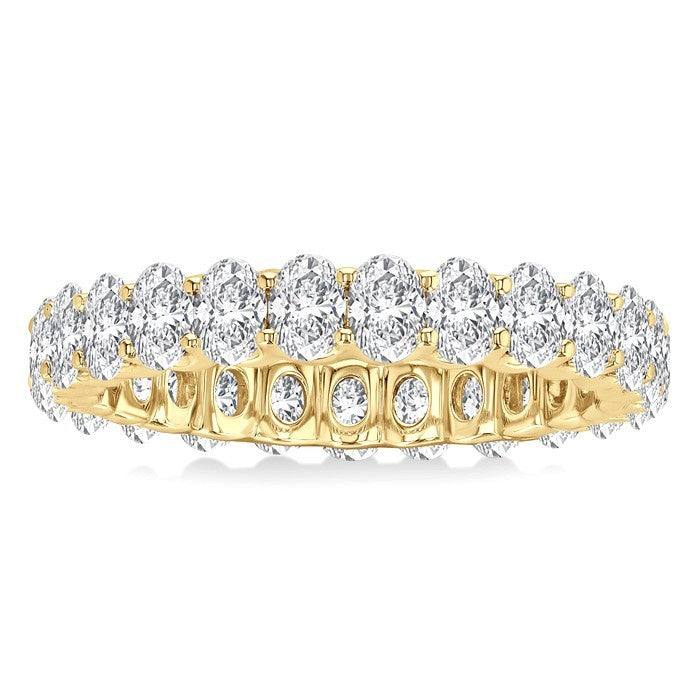 2 1/4 Ctw North-South Set Oval Cut Diamond Eternity Wedding Band in 14K Yellow Gold