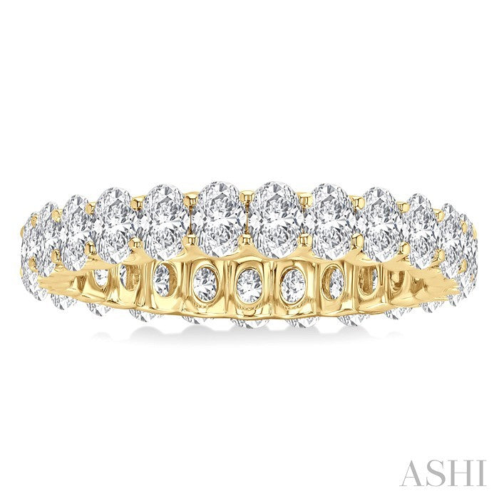 2 1/4 Ctw North-South Set Oval Cut Diamond Eternity Wedding Band in 14K Yellow Gold