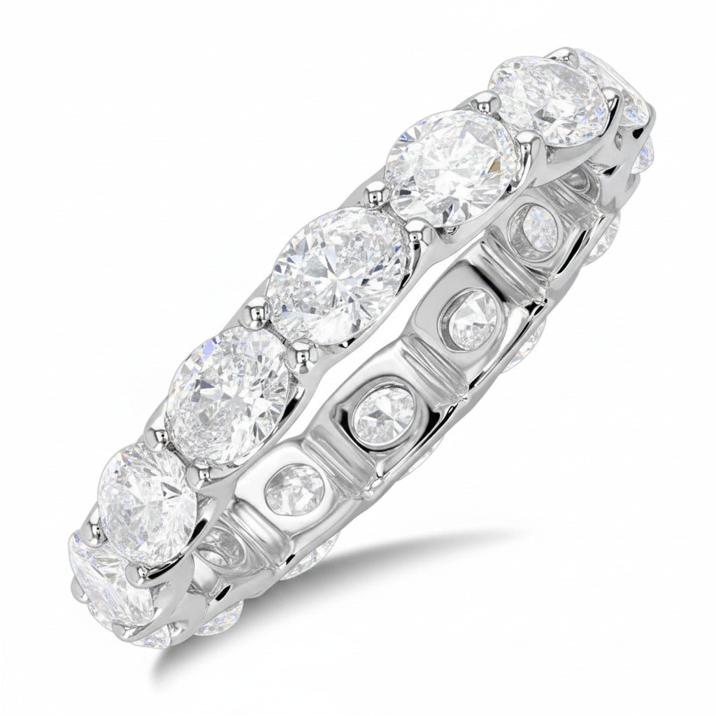 Oval Shape East-West Eternity Diamond Wedding Band