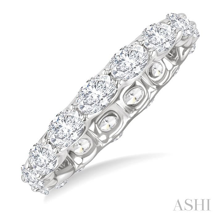 2 1/6 Ctw East-West Set Oval Cut Diamond Eternity Wedding Band in 14K White Gold