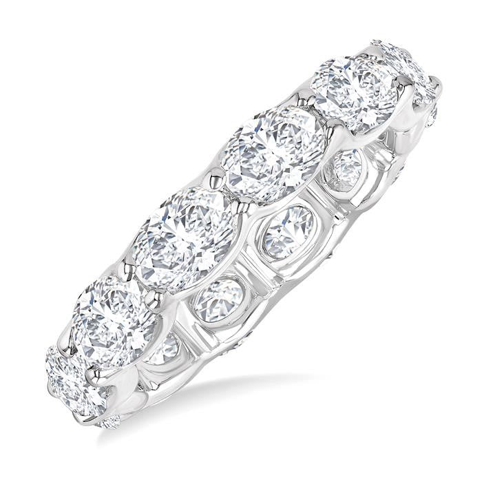 3 3/4 Ctw East-West Set Oval Cut Diamond Eternity Wedding Band in 14K White Gold