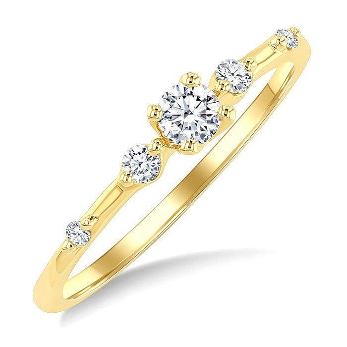 1/5 Ctw Round Cut Diamond Stackable Fashion Ring in 14K Yellow Gold