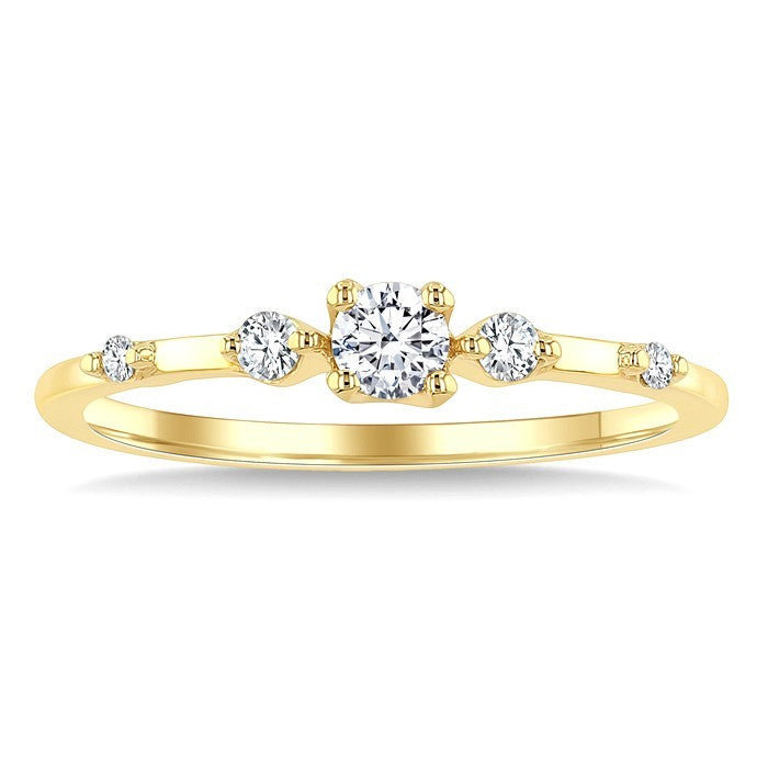 1/5 Ctw Round Cut Diamond Stackable Fashion Ring in 10K Yellow Gold