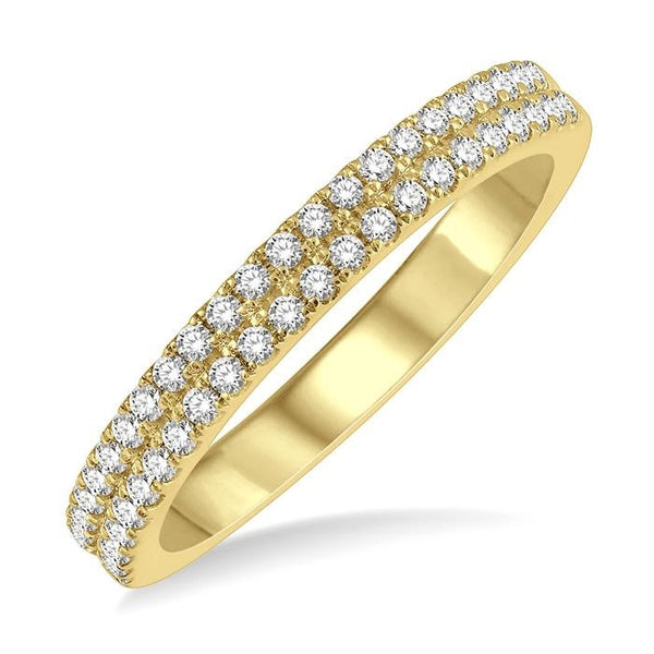 1/3 Ctw Twin Row Round Cut Diamond Wedding Band in 14K Yellow Gold