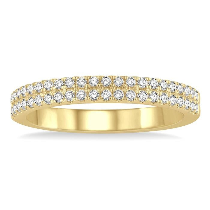 1/3 Ctw Twin Row Round Cut Diamond Wedding Band in 14K Yellow Gold