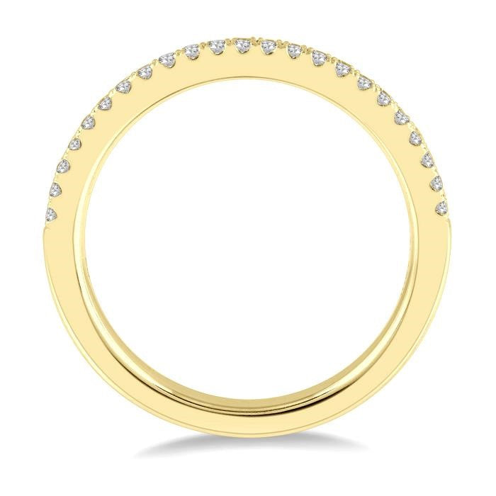 1/3 Ctw Twin Row Round Cut Diamond Wedding Band in 14K Yellow Gold