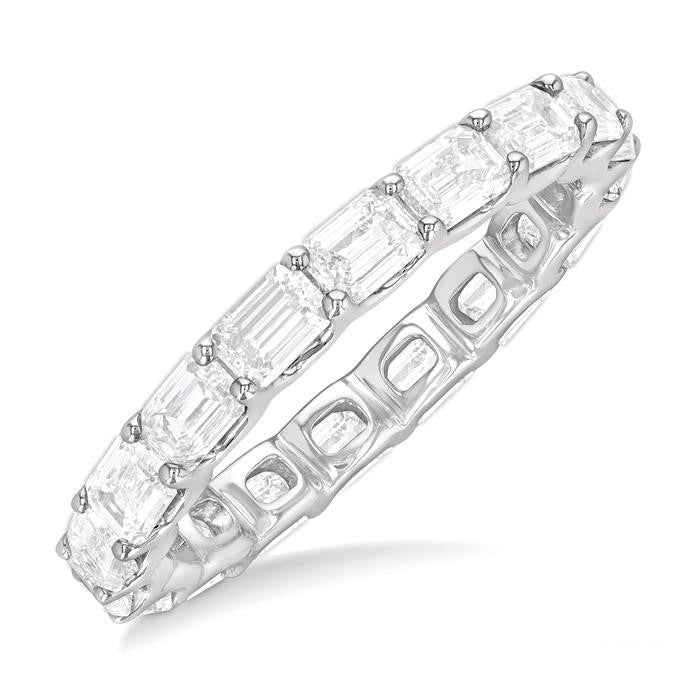 Emerald Shape East-West Eternity Diamond Wedding Band