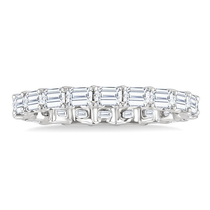 2 1/10 Ctw East-West Set Emerald Cut Diamond Eternity Wedding Band in 14K White Gold