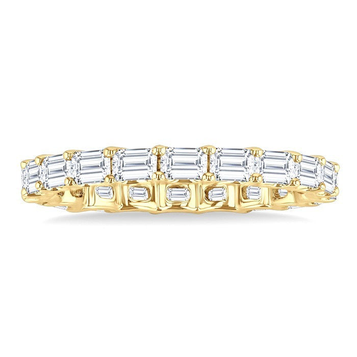 2 1/10 Ctw East-West Set Emerald Cut Diamond Eternity Wedding Band in 14K Yellow Gold
