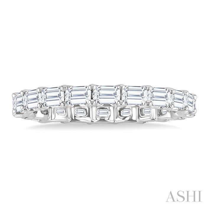 2 1/10 Ctw East-West Set Emerald Cut Diamond Eternity Wedding Band in 14K White Gold