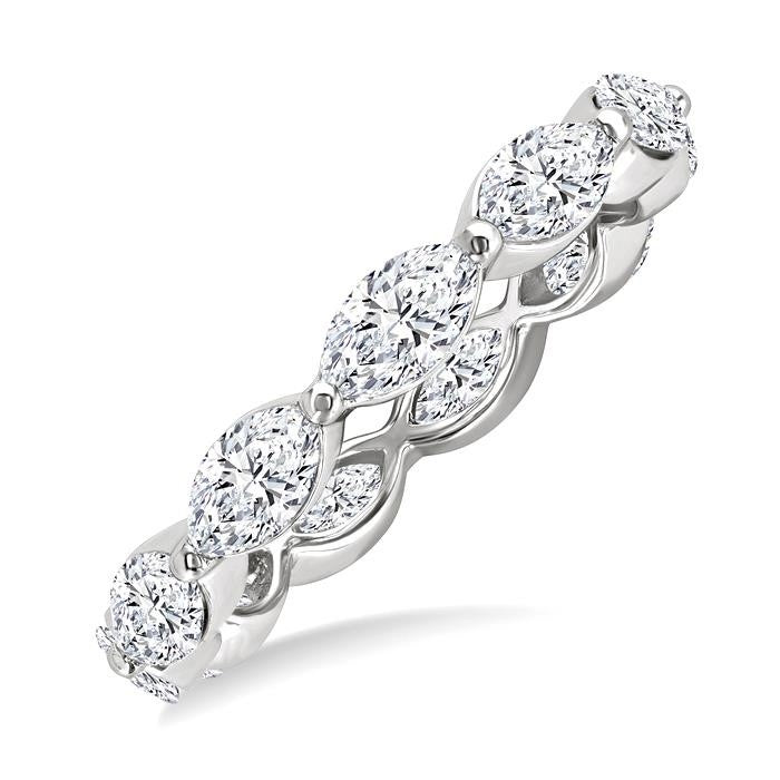 2 Ctw East-West Set Marquise Cut Diamond Eternity Wedding Band in 14K White Gold