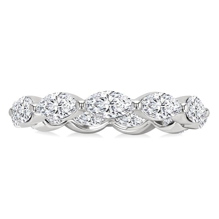 2 Ctw East-West Set Marquise Cut Diamond Eternity Wedding Band in 14K White Gold