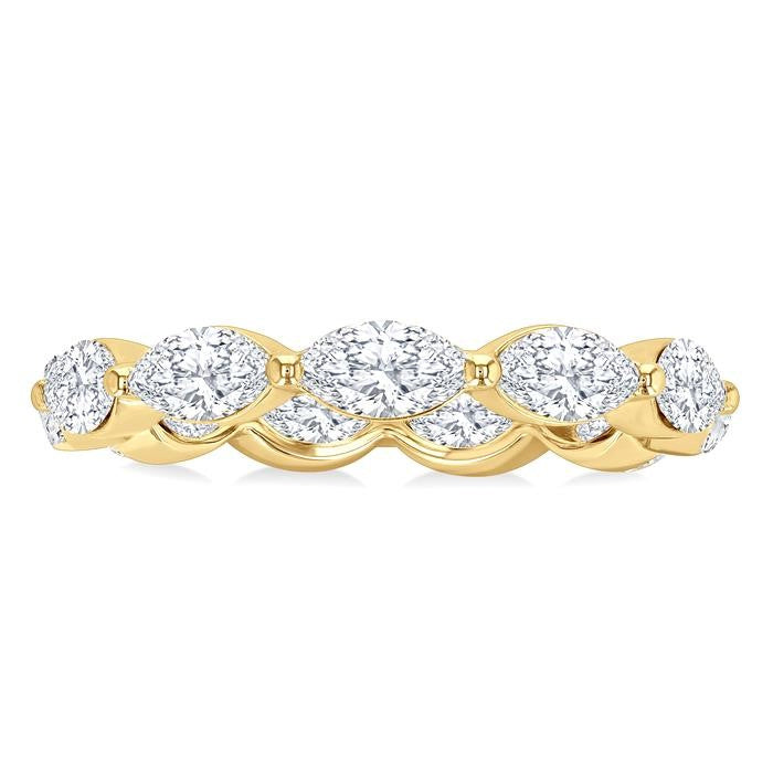 2 Ctw East-West Set Marquise Cut Diamond Eternity Wedding Band in 14K Yellow Gold