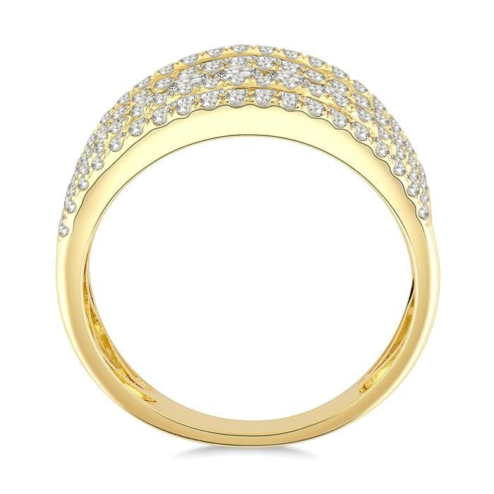 2 Ctw Split Middle Baguette and Round Cut Diamond Fashion Wide Band in 14K Yellow Gold